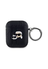 Resim Apple Uyumlu AirPods Kılıf Karl Lagerfeld Lisanslı Monogram Silikon Siyah 
