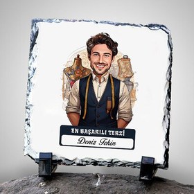 Resim Karikatürlü En İyi Erkek Terzi Dekoratif Taş 