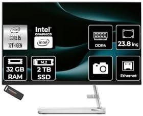 Resim LENOVO IdeaCentre 24IAP7 i5 12450H 32GB 2TB SSD 23.8" FHD FDOS Beyaz All in One Bilgisayar 