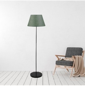 Resim Art Siyah Metal Ayaklı Yeşil Kumaş Konik Lambader Köşe Lambası Yeşil 