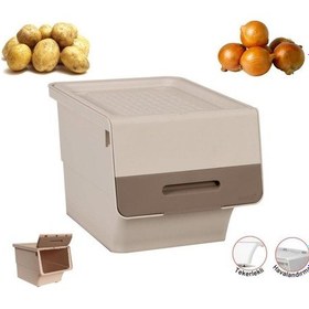 Resim Motek Tekerlekli Patateslik Soğanlık Oyuncak Kutusu Patateslik Soğanlık Sepeti 2x12lt Krem+açık Kahve Açık Kahverengi 
