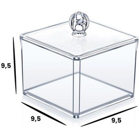 Resim Şeffaf Kare Pamukluk Ve Kulak Çubuğu Kutusu Organizer 