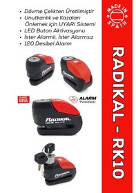Resim Rk10 Dövme Çelik Onaylı Motosiklet Disk Kilit Alarmı 120db Güçlendirilmiş Su Geçirmez Kilit Disk Kilidi 