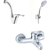 Resim ARÇE Mix Kuğu Lavabo Ve Banyo Bataryası + Duş Takımı 