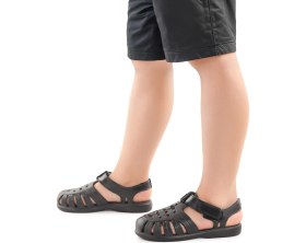Resim Kiko Kids Fina Erkek Çocuk Sandalet Ayakkabı Siyah Deniz Havuz İçin Poliüretan Malzeme 