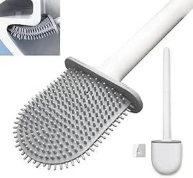 Resim Silikon Tuvalet Fırçası, Kavisli Tasarım, Çizik Bırakmayan Başlık, Silikon Tuvalet Fırçası, Duvara Yapıştırmalı, Tuvalet, Küvet, Banyo Fırçası, Temizleme Fırçası 