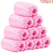Resim 100 Adet Pembe Tek Kullanımlık Ayakkabı Örtüleri - Dayanıklı, Su Geçirmez & Kaymaz, Ev, Restoran, Dış Mekan Kullanımı & Halı Temizliği İçin İdeal 
