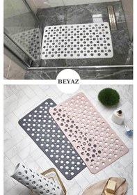 Resim Mainshop 2 Adet Kaydırmaz Duşakabin Banyo Ve Duş Paspası Vantuzla Yapışır 33 X 66 Cm M-141 Beyaz 