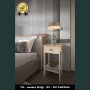 Resim B3 Concept Retro Serisi Özel Tasarım Tek Çekmeceli Yatak Yanı Komodin Safir Meşe - Bej 