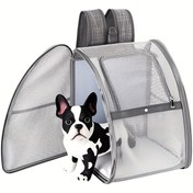 Resim Köpekler ve kediler için nefes alabilen mesh evcil hayvan sırt çantası - Büyük kapasiteli seyahat taşıyıcısı, ergonomik omuz askıları ve güvenli fermuar kapanışı, beyaz ve gri detaylar, evcil hayvan taşıyıcısı, güvenli fermuar kapanışı 