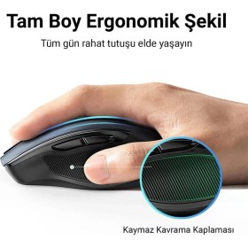 Resim Ugreen 4.000 DPI Ergonomik Sessiz Kablosuz Optik Mouse, 90545 