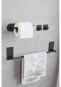 Resim Zift Unique Paslanmaz Çelik Mat Siyah Banyo Aksesuar Takım-havluluk-tuvalet Kağıdı Askısı-lif & Bornoz Set Diğer 