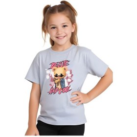 Resim Panios Kids And Cool Baskılı Kız Çocuk Kısa Kollu T-shirt Gri 