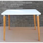 Resim Depolife Ahşap Ayaklı Mutfak Yemek Masası 60X90 cm Gürgen Masif Ayak Beyaz 