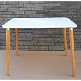 Resim Depolife Ahşap Ayaklı Mutfak Yemek Masası 60X90 cm Gürgen Masif Ayak Beyaz 