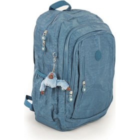 Resim İmaks 571 Krinkıl / Klinkır Su Geçirmez Hafif Çok Gözlü Spor, Seyahat, Okul, Laptop Sırt Çantası Mavi 1d Mavi 