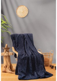 Resim Cotton Box Emboss Çift Kişilik Battaniye Lacivert 