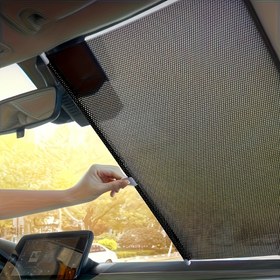 Resim 1 Adet Otomatik Geri Çekilebilir Araç Güneşlik - UV Koruma ve Isı Yalıtımı Özellikli Teleskopik Ön Cam Siperliği, Parlama Karşıtı Fonksiyonlu, Çoğu Araca Uygun, Dayanıklı Geri Çekilme Mekanizmalı 