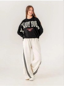 Resim Kız Çocuk Enjoy Baskılı 2 İplik Sweatshirt-15351 Siyah 