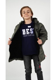 Resim İçi Kürklü Su Ve Rüzgar Geçirmez Erkek Çocuk Mont Haki 