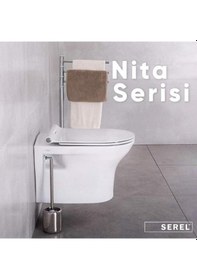 Resim Serel Nita Yuvarlak Asma Klozet Nt23 + Blaze Slim Yavaş Kapanan Kapak 2'li Set Beyaz 