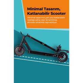 Resim Smart Drive S50 LED Ekranlı Patlamaz Tekerlekli Fırçasız Motorlu Farlı Katlanabilir Taşınabilir Süspansiyonlu Elektrikli Scooter 