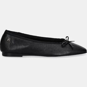 Resim Tommy Hilfiger Soft Leather Ballerına Bow Kadın Siyah Babet Fw0fw08355bds 