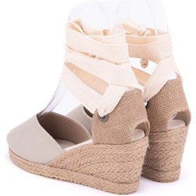 Resim Star Tombis Gerçek Elişi Ipli Bej Hasır Dolgu Topuk Keten Hasır Espadril Handmade Bej 