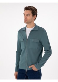 Resim Cacharel Mint Regular Fit Tam Fermuarlı Triko Hırka 