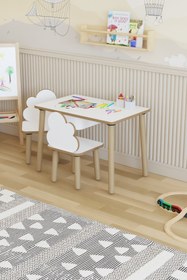 Resim POFİTTO Montessori Çocuk Masası-oyun Masası-aktivite Masası-etkinlik Masası Takımı 2 Bulut Sandalye 