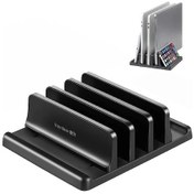 Resim Dashanshop 1 Adet Vardéer 3 Slot Ayarlanabilir Laptop Stand Siyah Abs Plastik Kaymaz Masa Dock Macbook Telefon Için 