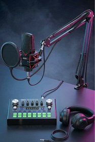 Resim Midex Gmx-1 Plus Record Head Set Condenser Mikrofon Kulaklık Ses Kartı Canlı Yayın Paketi (telefon V 