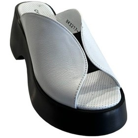 Resim Castle Black 42614 Kadın Hakiki Deri Yazlık Terlik Beyaz 