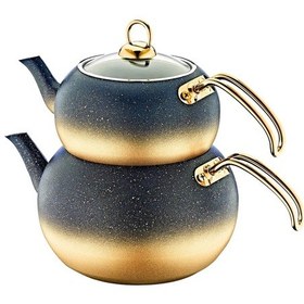 Resim 8210 Granit Küre Çaydanlık L Boy Cam Kapak-gold Gold - Siyah 