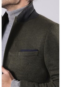 Resim Wessi Yün Tek Düğmeli Yeşil Slim Fit Ceket Siyah 
