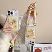 Resim Bir Lanyard ile Üç Boyutlu Taze Çiçekli Kart Tutucu, Telefonları Güvence Altına Almak İçin Tasarlanmış Tam Koruyucu Kılıf, Iphone Modelleri 16, 15, 14, 13, 12, 11, X Plus ve Pro Max ile Uyumlu. 