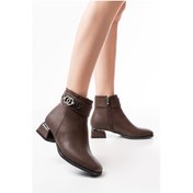 Resim Rm-502 Kahverengi Toka Aksesuarlı Topuklu Fermuarlı Günlük Ka... Kahve Kahverengi 