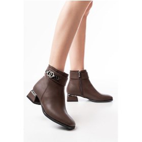 Resim Rm-502 Kahverengi Toka Aksesuarlı Topuklu Fermuarlı Günlük Ka... Kahve Kahverengi 
