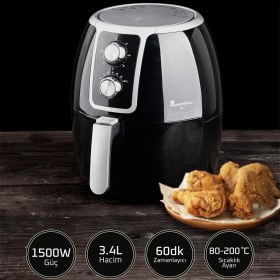 Resim Yağsız Fritöz 3,4l 1500W Siyah, Sağlıklı ve Pratik Pişirme Deneyimi 