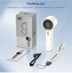 Resim Mini Fan Şarj Edilebilir Güçlü Rüzgar 100 Dişli Rüzgar Hızı Elektrikli Fan Dijital White Beyaz 