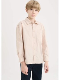Resim DeFacto Erkek Çocuk Oversize Geniş Kalıp Polo Yaka Paraşüt Uzun Kollu Gömlek D9848A825SMBG107 