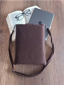 Resim Aksesuarsepeti El Yapımı Ayçiçek Desenli Motifli Astarlı Taşıma Askılı Cepli Kadın Tablet Çantası Kitap Çantası Acıkahverengi 