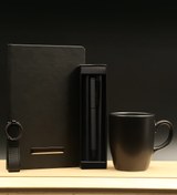Resim Bonitagift Siyah Deri Defter&roller Kalem &anahtarlık&siyah Mat Kupa Hediye Seti 