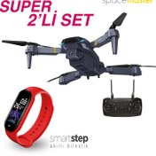 Resim Corby SD03 Katlanabilir 720P Kameralı Smart Drone + PSSW09 Akıllı Bileklik Kırmızı 