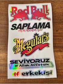 Resim Oto Arka Cam Yazısı Hologramlı Yan Kapı, Yan Cam Stickerı Redbull 