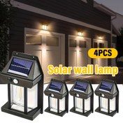 Resim 4 adet LiHangStar Güneş Duvar Lambası Hareket Sensörü ile - Akıllı Işık Kontrolü, IP44 Su Geçirmez, Dış Duvar Lambaları Veranda, Güverte, Bahçe ve Ev Dış Mekanı için, Güneş Enerjili Lityum Pil, Dış Mekan Aydınlatması | Modern Duvar Lambası | Güneş Enerjili Lamba 
