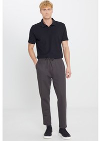 Resim AC&Co / Altınyıldız Classics Erkek Kahverengı Pamuklu Standart Fit Normal Kesim Beli Lastikli Diagonal Desenli Örme Pantolon Kahverengi 