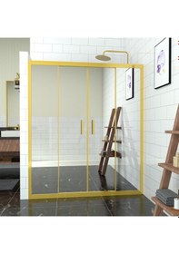 Resim Tekno Duş Gold Castor 6mm Reflekte Cam 2 Sabit 2 Sürgü İki Duvar Arası Duşakabin Şeffaf 