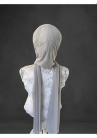 Resim Simli Açık Gri Hazır Türban Hazır Şal Abiye Şal Açık Gri 