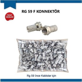 Resim Rg 59 F Konnektör -20 Adet - Ince Uydu Kablosu Için 